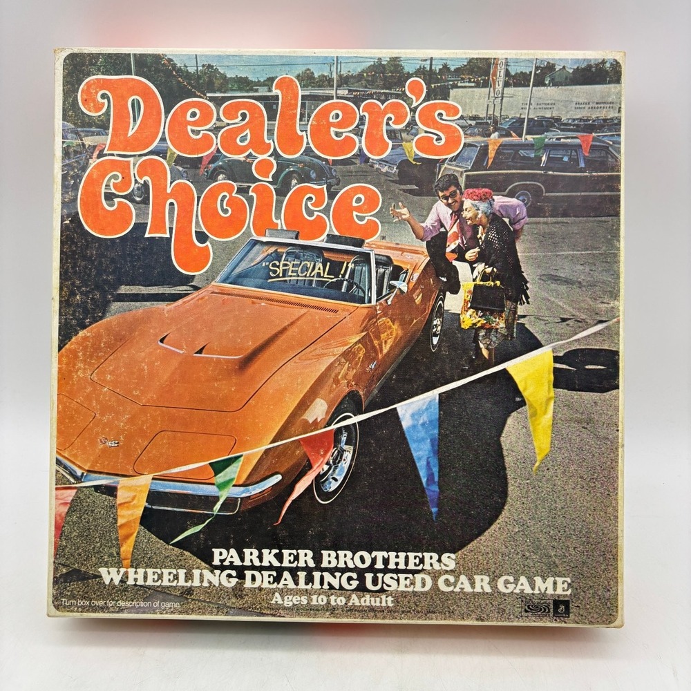 Dealer's Choice 1972 Complete Parker Brothers Vintage Used Car Trading Board